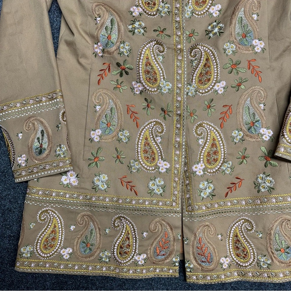 Vintage tan heavily embroidered paisley jacket wedding cowgirl western boho - Picture 2 of 9